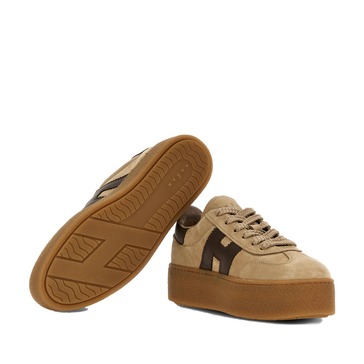 Hogan - Maxi Cool Sneakers Donna in Nabuk Beige Cammello