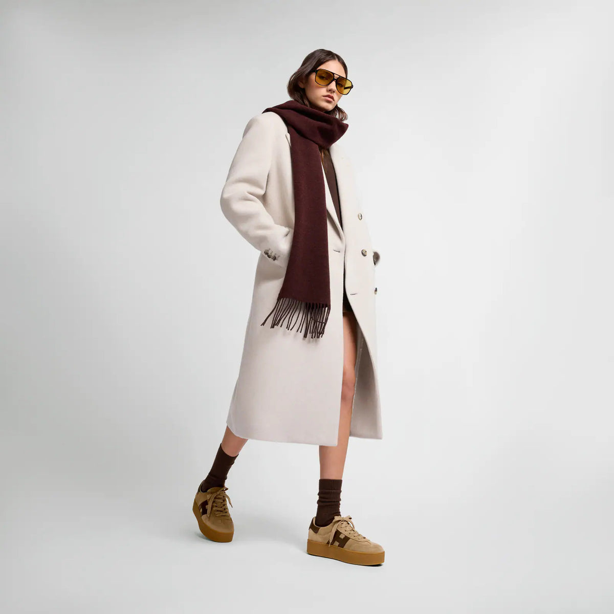 Hogan - Maxi Cool Sneakers Donna in Nabuk Beige Cammello