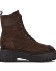 Hogan H700 Stivaletti Donna in Camoscio Marrone con Suola Chunky Nera