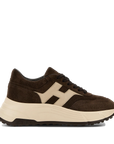 Hogan Hi-Fi Donna Sneakers in Camoscio Marrone con H Beige