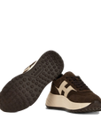 Hogan Hi-Fi Donna Sneakers in Camoscio Marrone con H Beige
