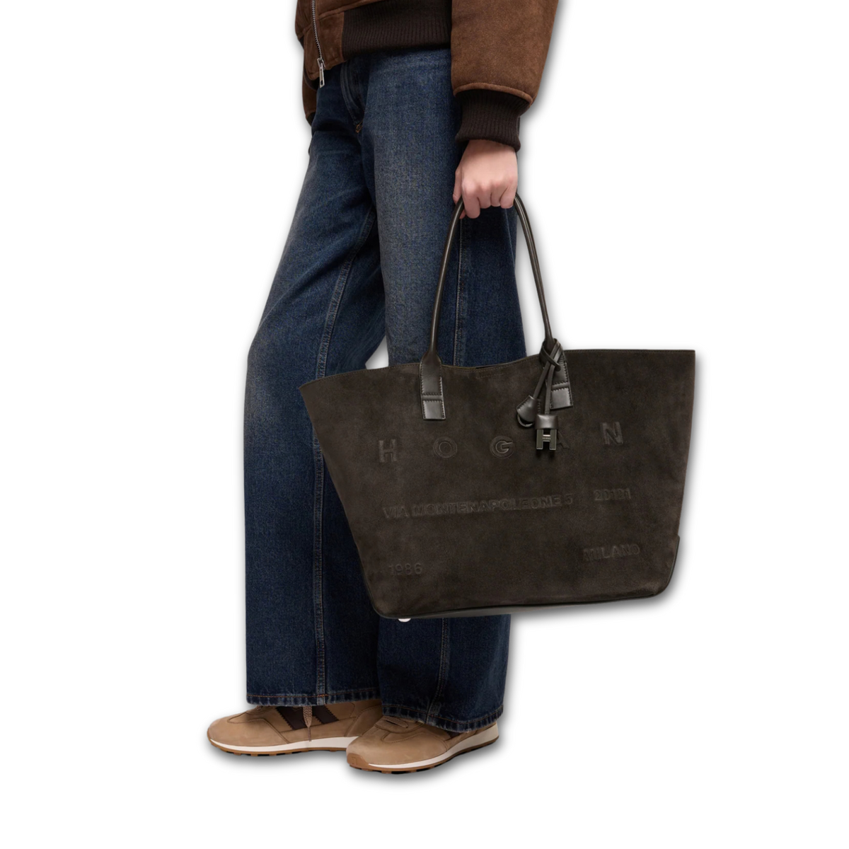 Hogan - Shopping Address Borsa Camoscio Marrone
