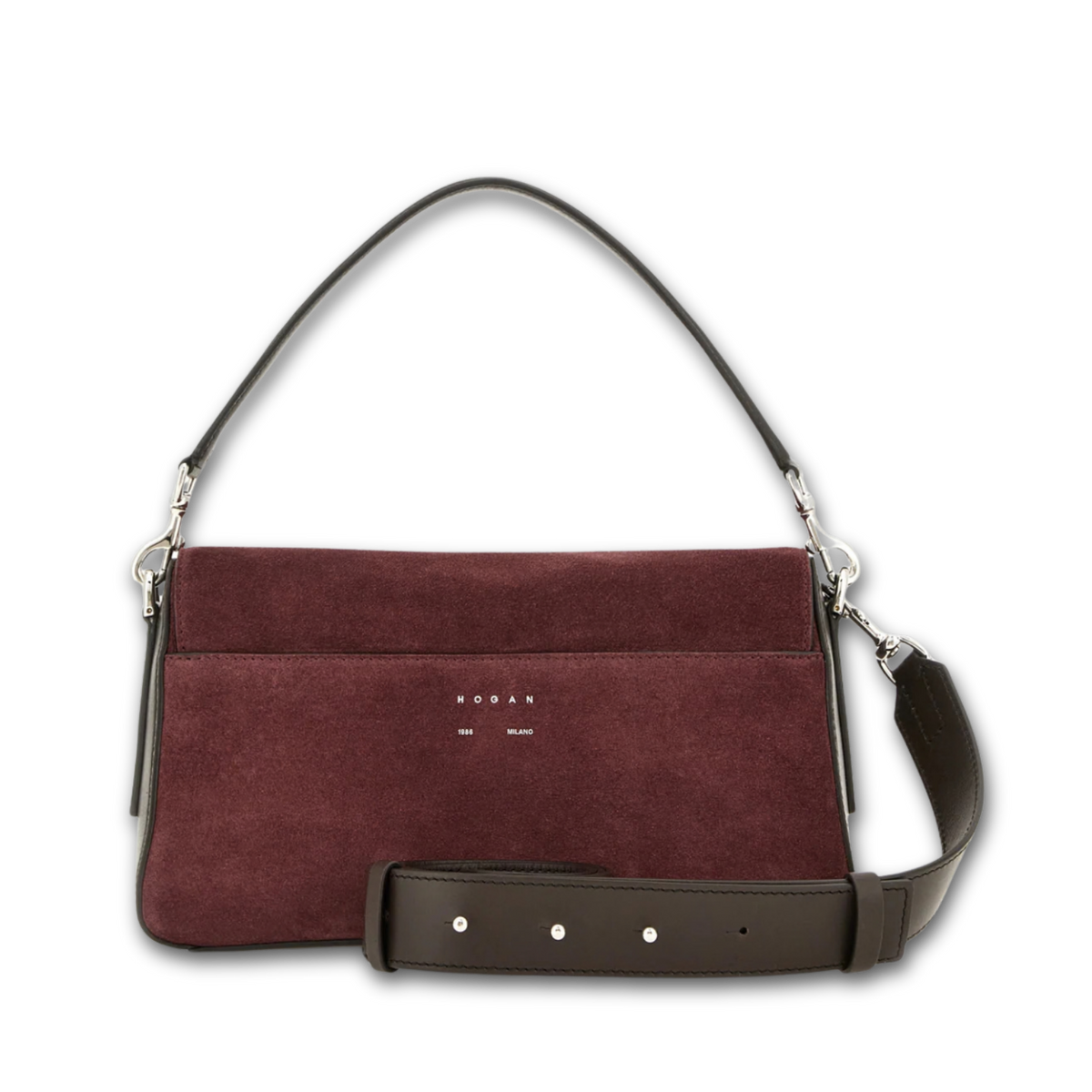 Borsa Hogan H-Turn Bordeaux in suede vista tre quarti