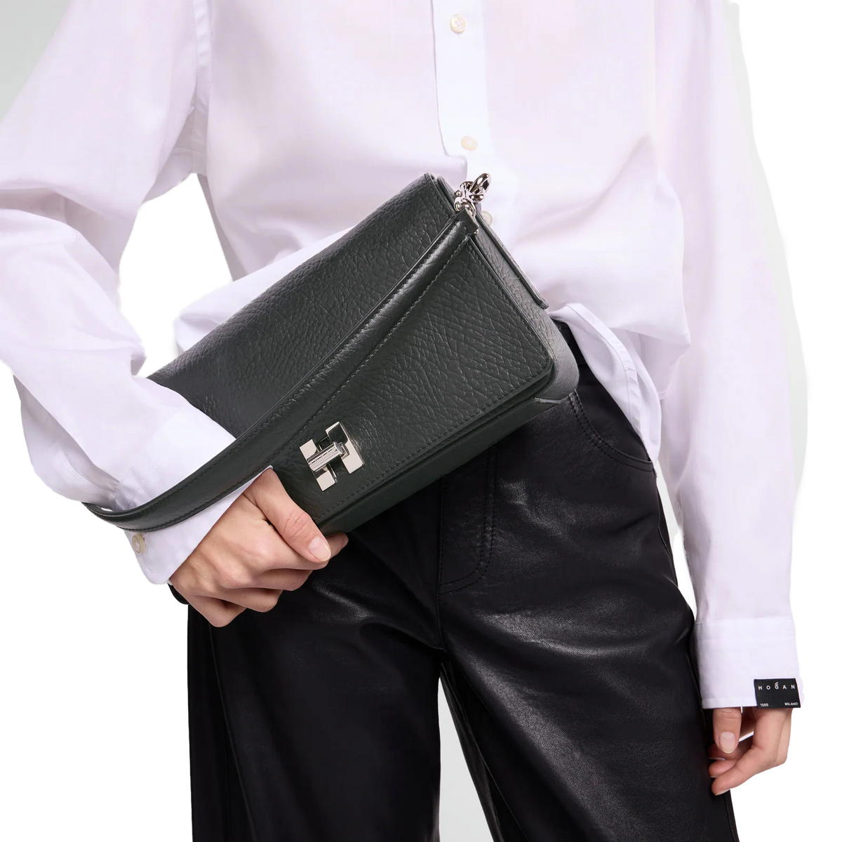 Hogan - Borsa Flap H-Turn Nero Pelle con Tracolla