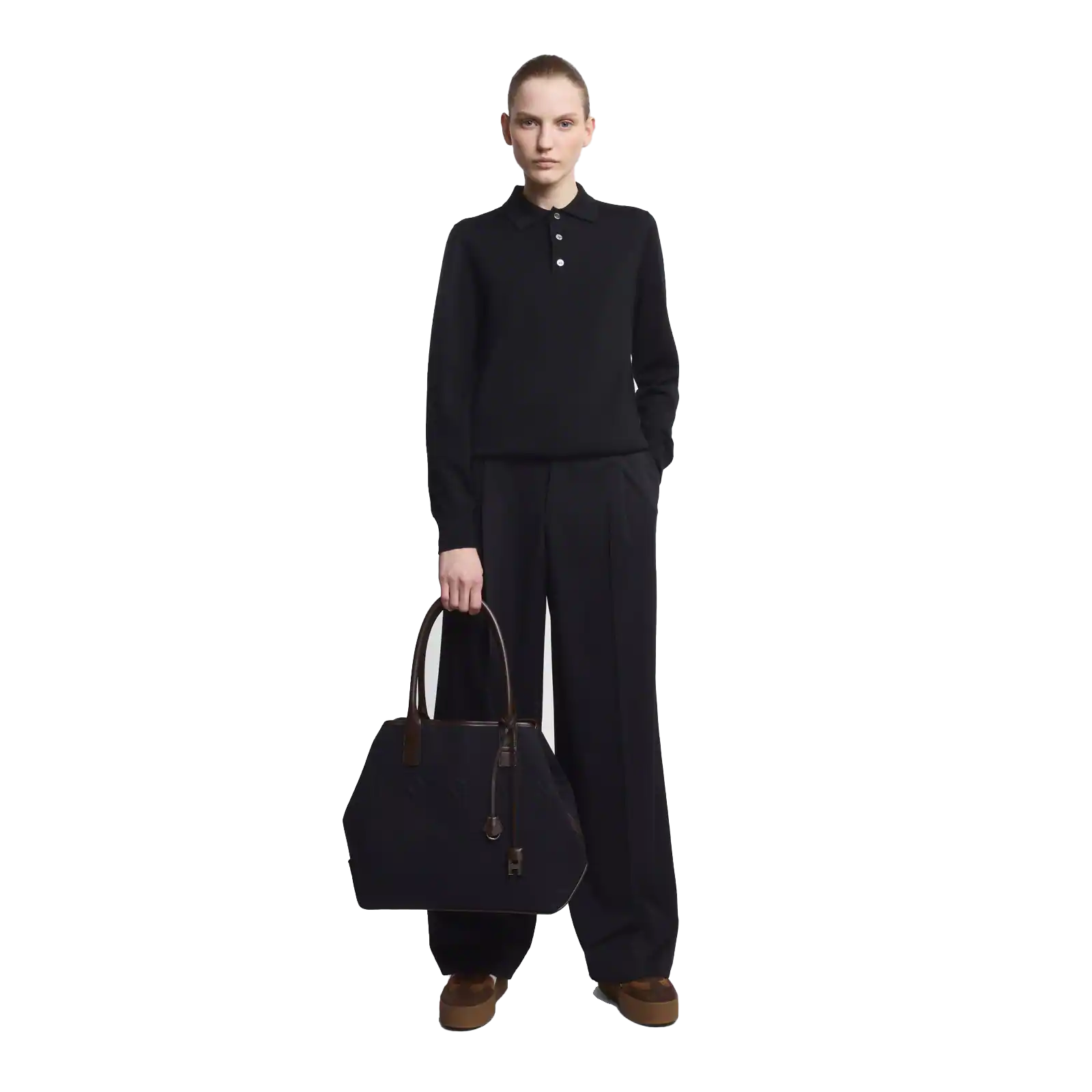 Hogan - Borsa Script Media Tessuto Nero