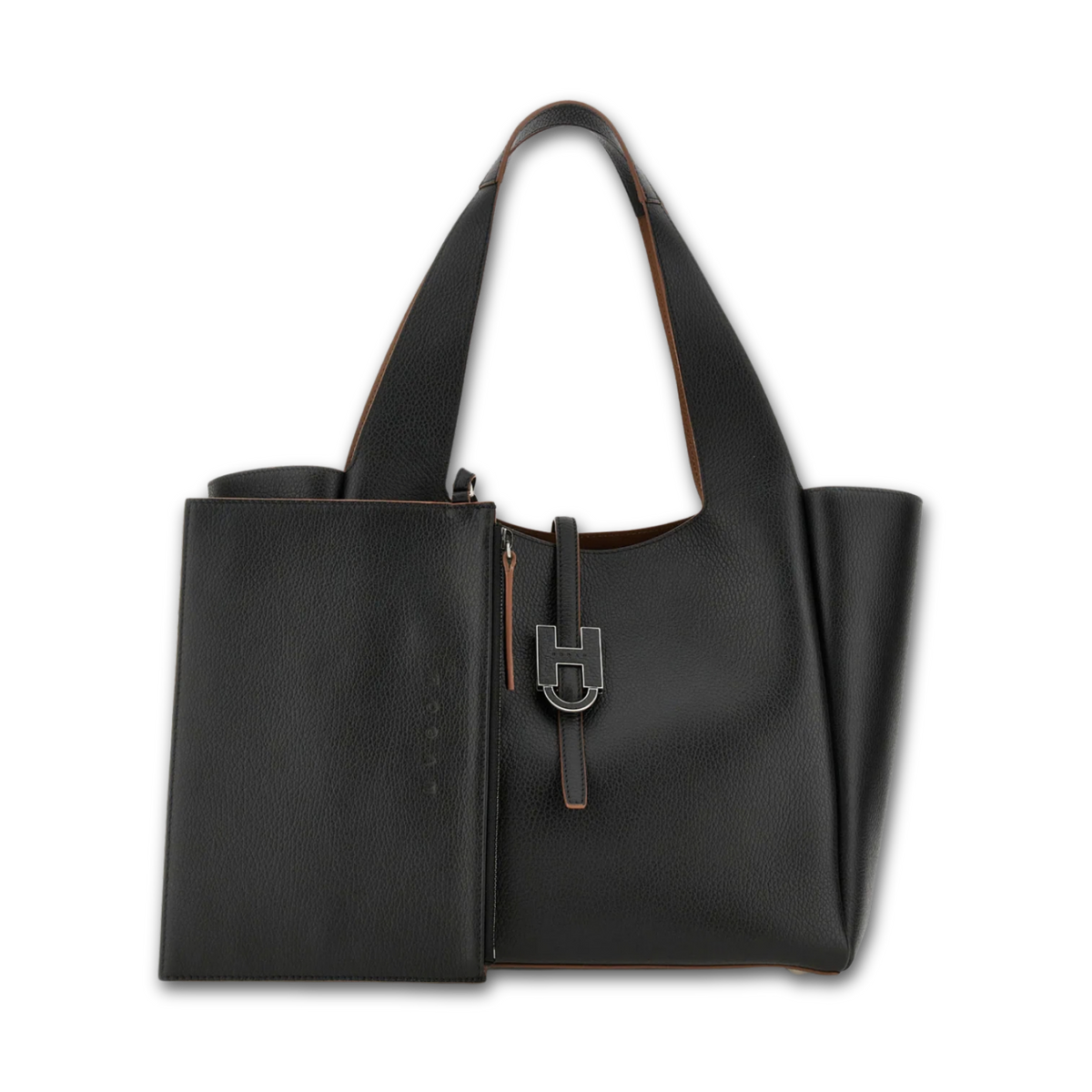 Hogan Trend borsa shopping nera con pouch interna removibile