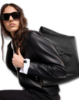 Borsa Hogan Trend nera donna indossata a mano