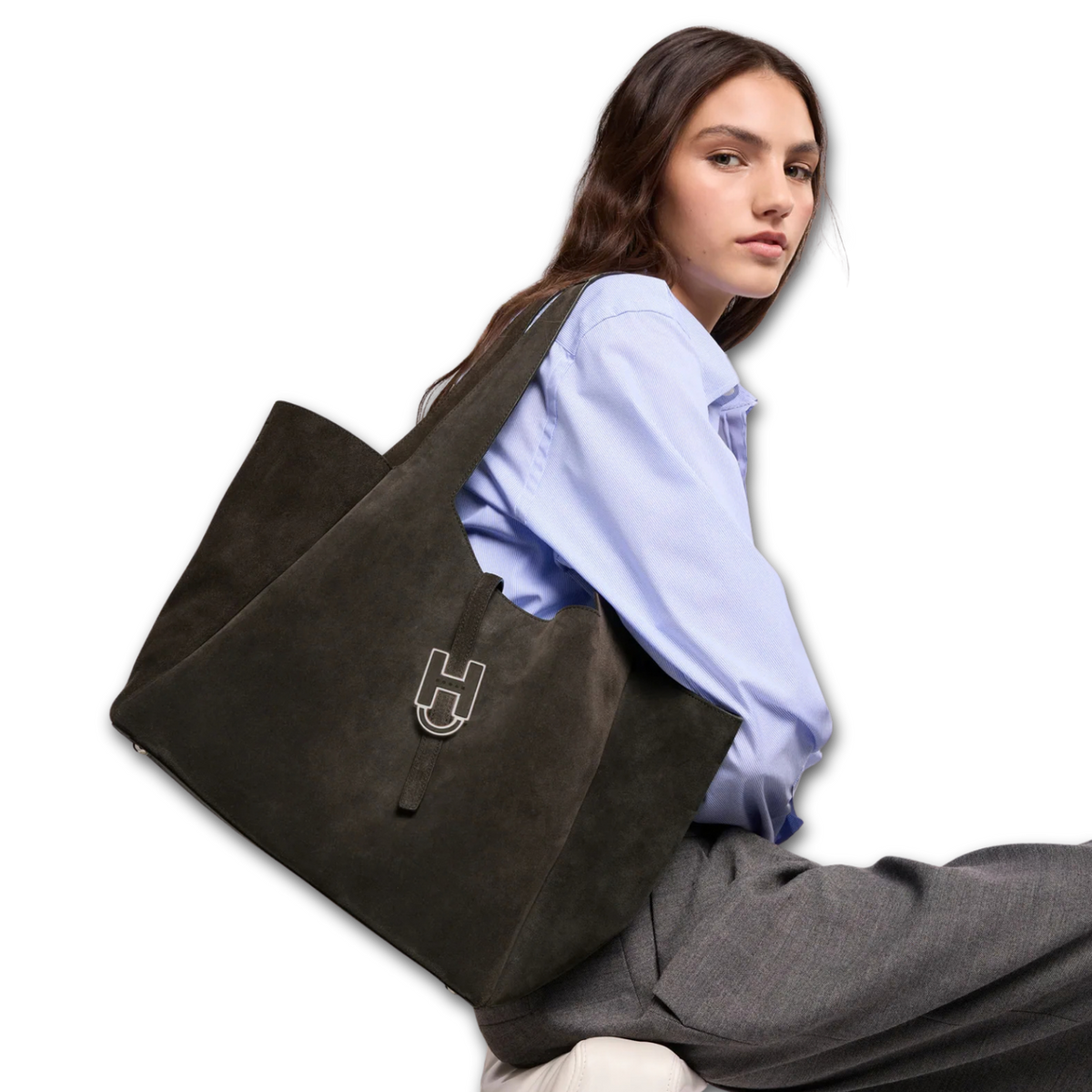 Borsa Hogan Trend donna marrone indossata a spalla