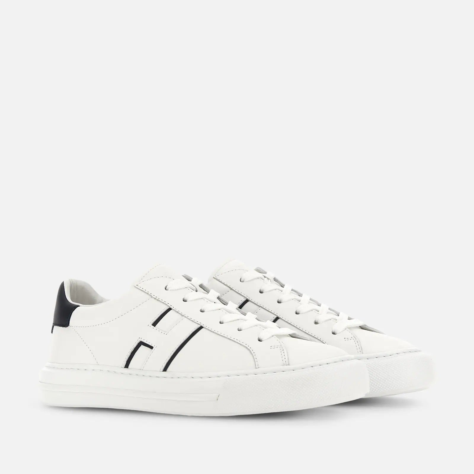 Hogan Rebel uomo in pelle bianca con H laterale blu notte