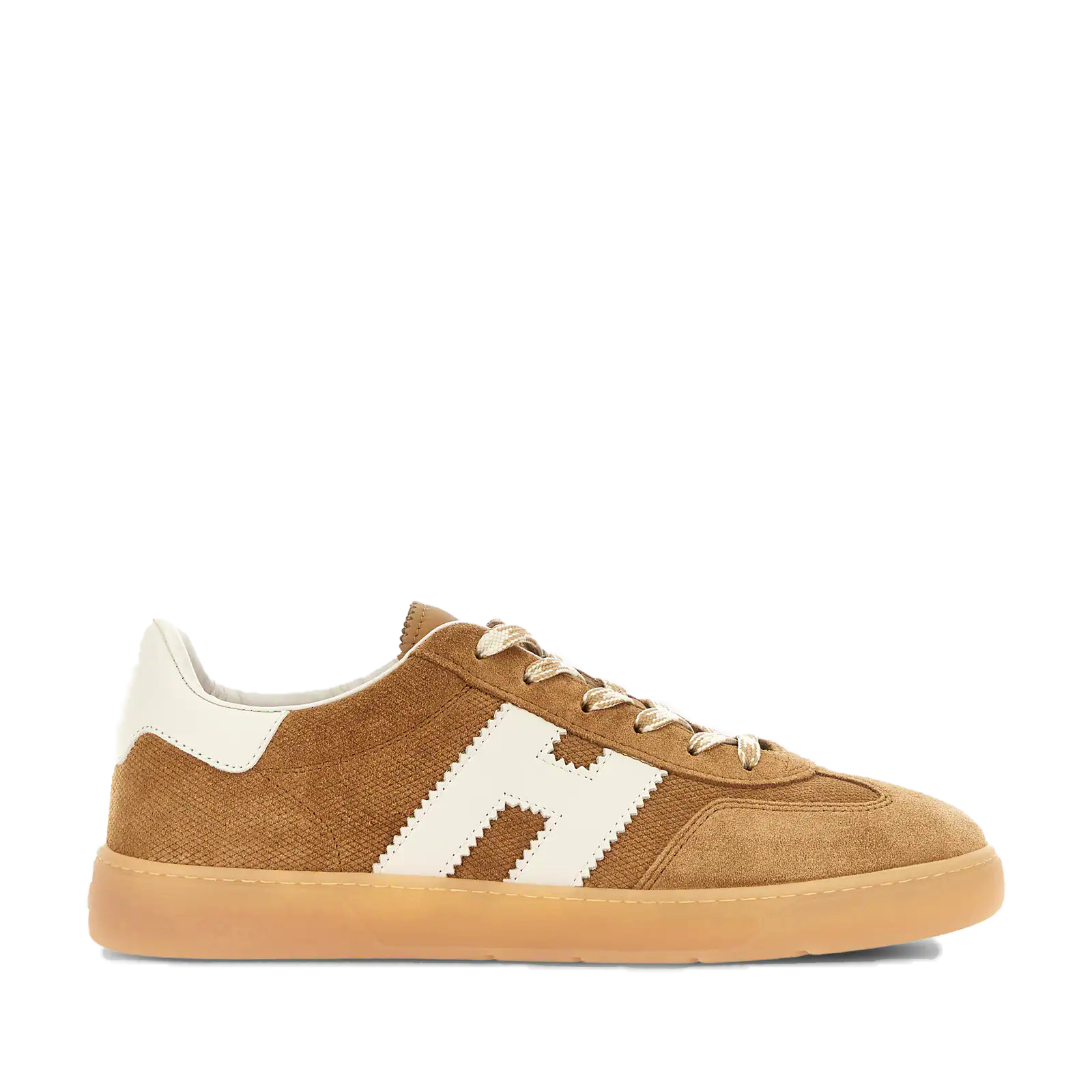 Sneakers Hogan Cool uomo in camoscio cammello HXM6470FB60UWX419E vista laterale