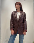 Meme Road – Blazer Donna Bordeaux Effetto Pelle Lucida