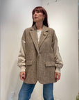 Le Streghe – Blazer Donna Oversize Multimateriale Beige e Marrone