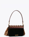 Kurt Geiger Small Oxford Fringe Borsa Donna in Pelle Marrone e Nera con Frange Animalier