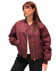 Des petits hauts - Bomber Bordeaux  con Zip Dorata e Tasche