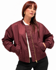 Des petits hauts - Bomber Bordeaux  con Zip Dorata e Tasche