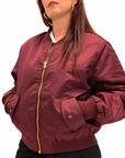 Des petits hauts - Bomber Bordeaux  con Zip Dorata e Tasche