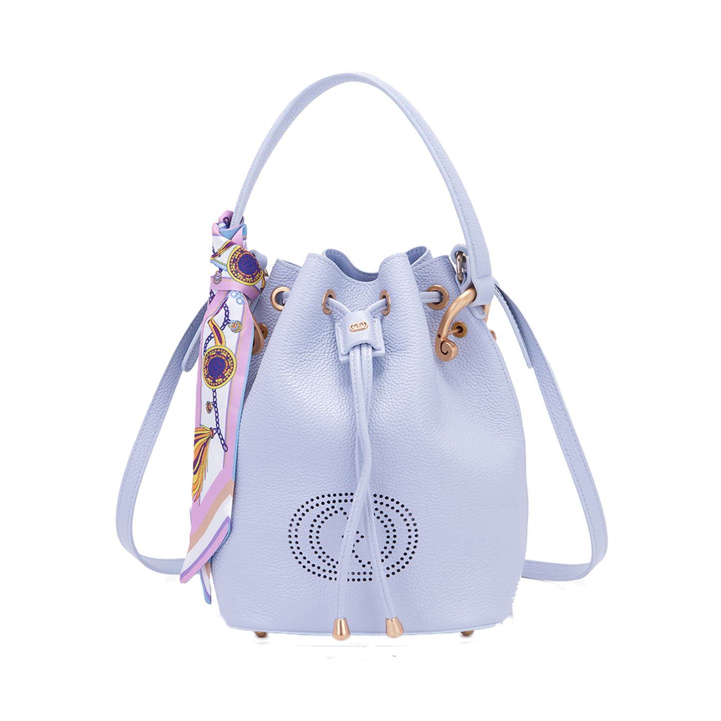 The Carrie Bag - Bucket Bag Drilled Logo Light Blue 