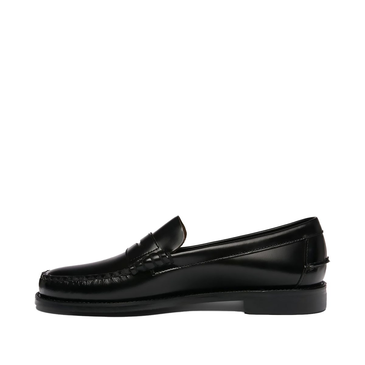 Sebago Dan LR uomo nero in pelle, vista laterale con tacco basso