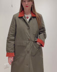 Nice things -  Parka Verde con Colletto e Polsini a Costine Color Ruggine
