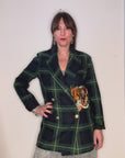Meme road - Giacca Tartan con Ricamo Tigre