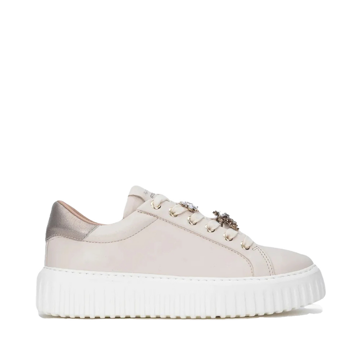 Stokton - Sneaker Donna 220-078 Nappa Yogurt con Charms